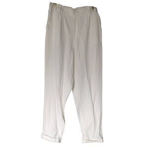 Love Tree Women's Size Large White Linen Paper Bag Straight Pants